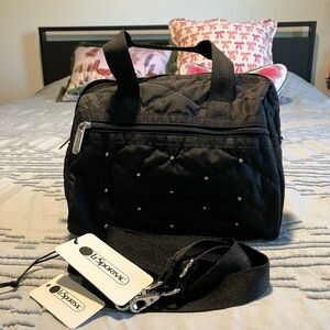 LeSportsac Black Quilt Studs Small Satchel